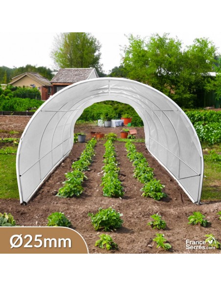 Serre tunnel de jardin de 18m² avec bâche translucide