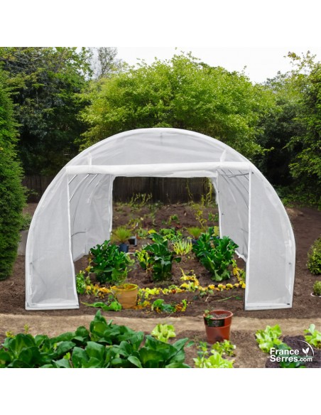 Serre tunnel de jardin de 12m² modulable avec deux pignons portes enroulables