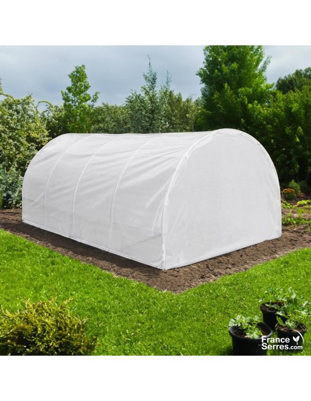 Serre tunnel demi-lune Eco "Plus" de 18m² avec son pignon plein