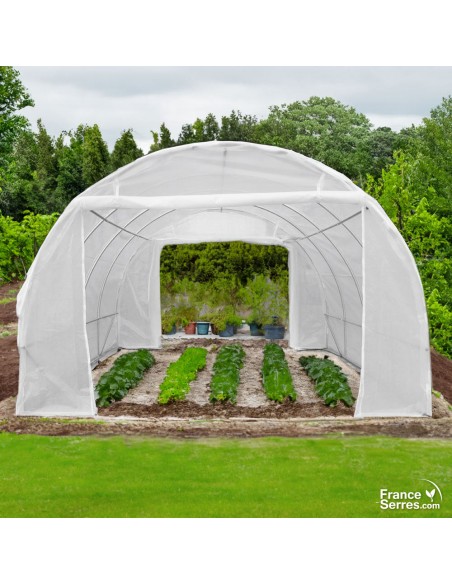 Serre tunnel demi-lune Eco "Plus" 18m² avec deux pignons portes enroulables