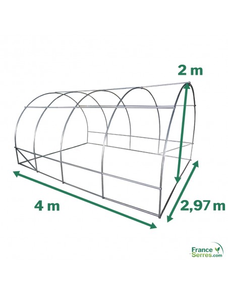 Dimensions et structure de la serre tunnel demi-lune Eco de 12m²