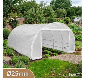 Serre tunnel demi-lune Eco de 18m² modulée avec 2 portes enroulables