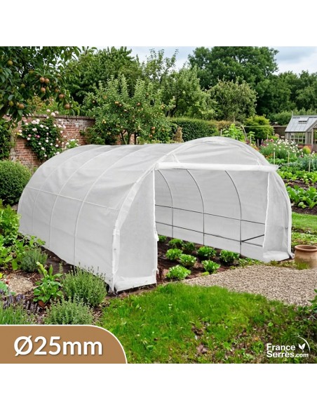 Serre tunnel demi-lune Eco de 18m² modulée avec 2 portes enroulables