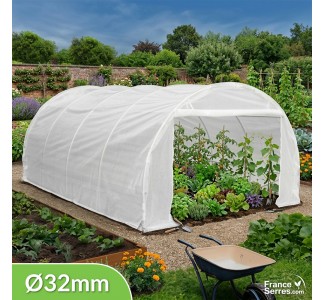 Serre tunnel demi-lune Eco "Plus" 18m² avec structure de 32 mm et ses 2 portes