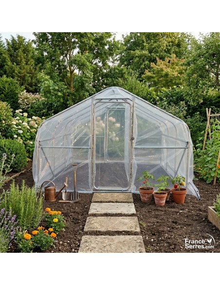 Serre chapelle de surface 9m² avec structure diamètre 32mm, vue de face