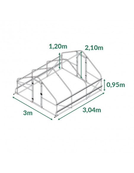 Plan et dimensions de la serre chapelle 9m² de surface