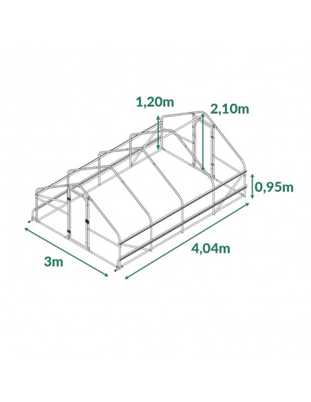Plan et dimensions de la serre chapelle de 12m²