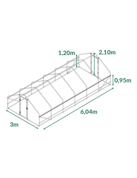 Plan et dimensions de la serre chapelle de surface 18m²